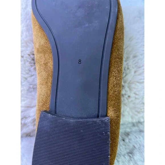 Tory Burch Suede Loafers Tan Brown Scrunch Back Square Toe Flats Shoes Size 8 - Picture 6 of 8